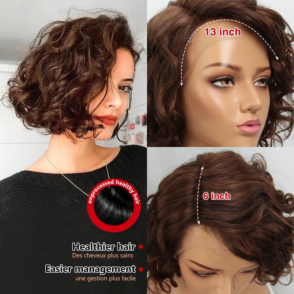 Brazilian Short Curly Bob Human Hair Wigs For Women