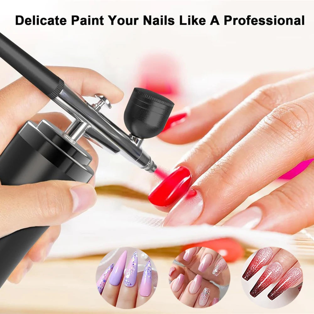 Airbrush Nail with Compressor for Nails Art Painting Cake Decoration Portable Airbrush with Compressor Air Brush Nails Spray