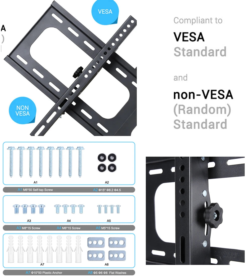 26-75 Inch Slim TV Brackets Wall Mount Ultra Slim TV Wall Bracket for LED LCD OLED Plasma Fat Screens Television