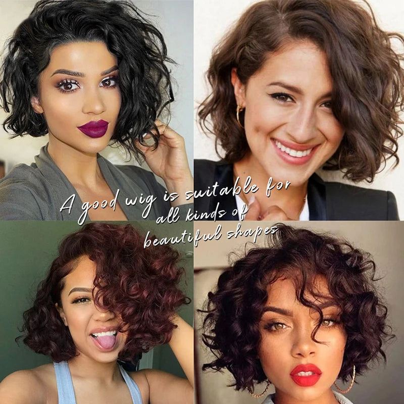 Brazilian Short Curly Bob Human Hair Wigs For Women