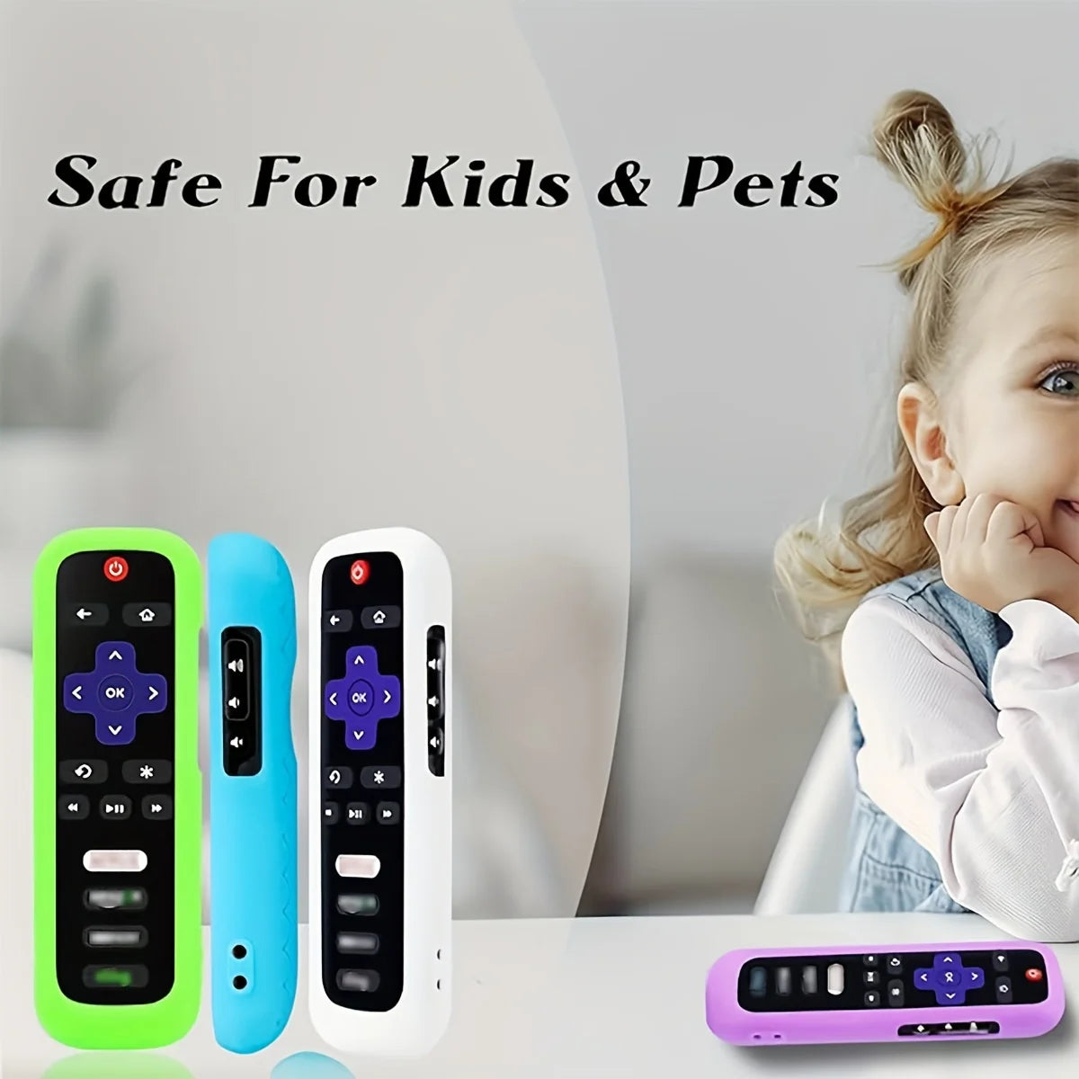 1/2/3 piece set of luminous silicone remote control with rope suitable for TCL Hisense Roku TV remote control