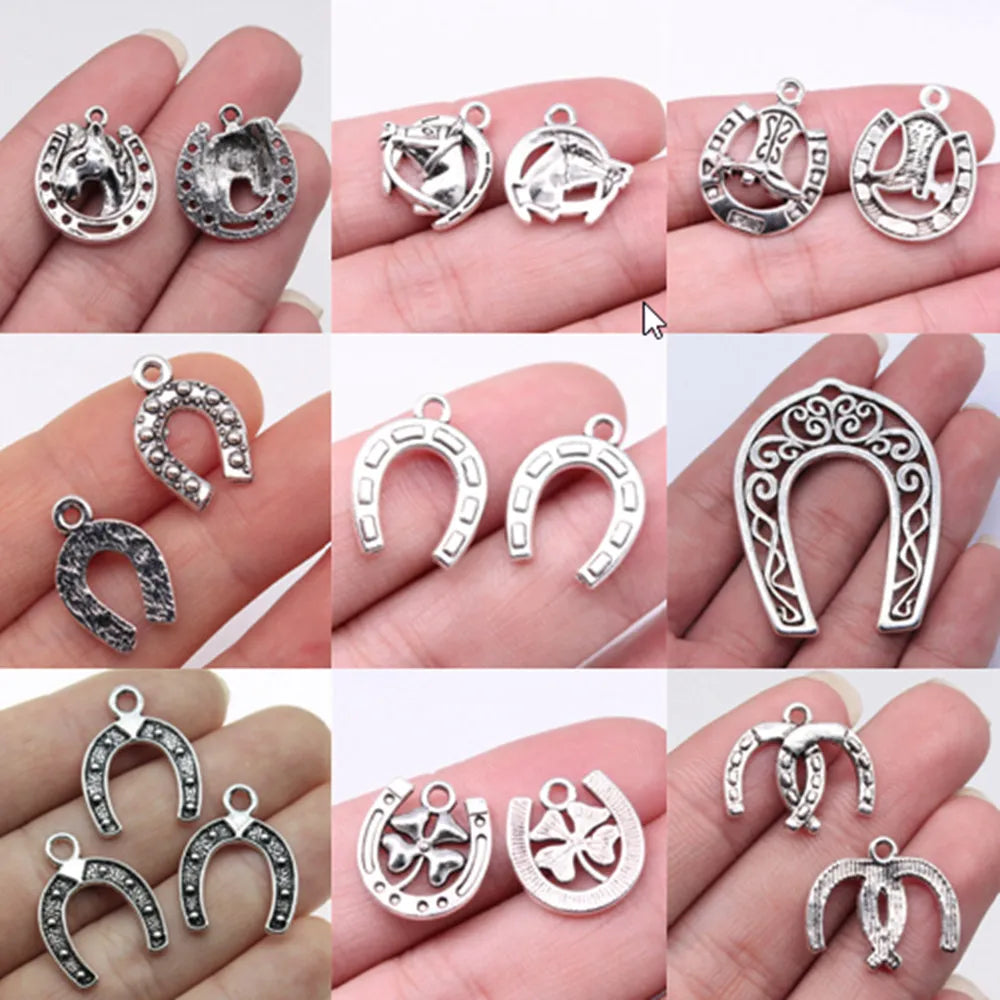 Bulk Charms For Jewelry Making Kit Pendant Diy Jewelry Accessories Lucky Horse Shoe Horse Head Charms