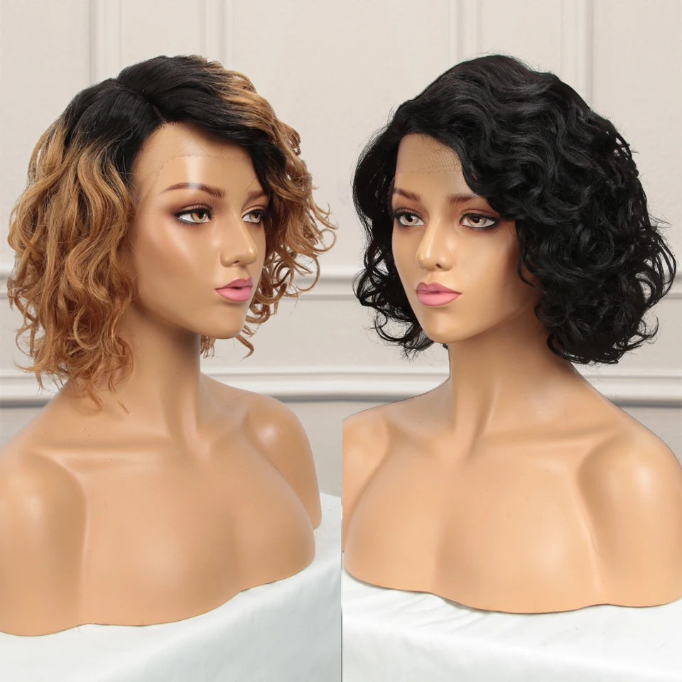 Brazilian Short Curly Bob Human Hair Wigs For Women