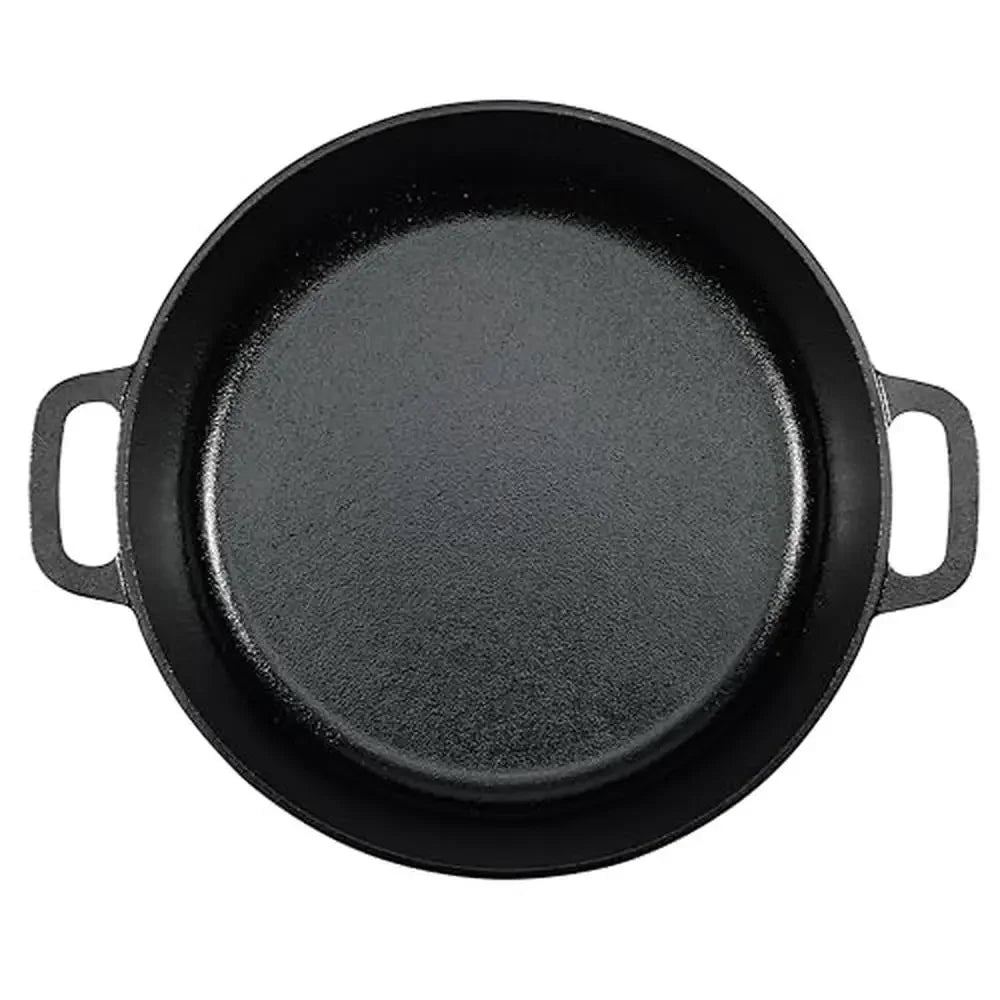 Cast Iron Dutch Oven Pot Pre-Seasoned Lid Dual Handles 7-Quart Black